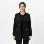 ⁦coat - w 6807 - black⁩ - الصورة ⁦2⁩